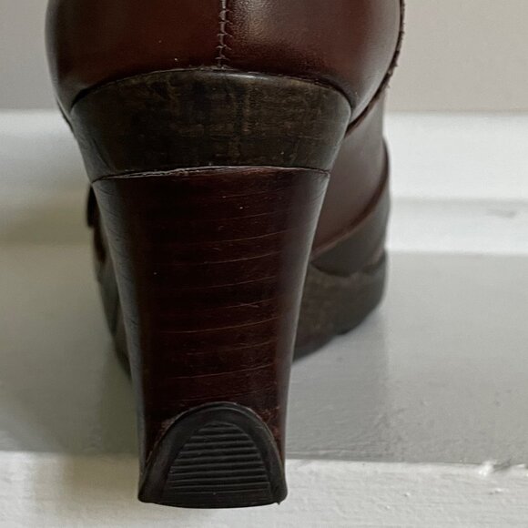 Brown leather wedge shoes - Picture 5 of 11